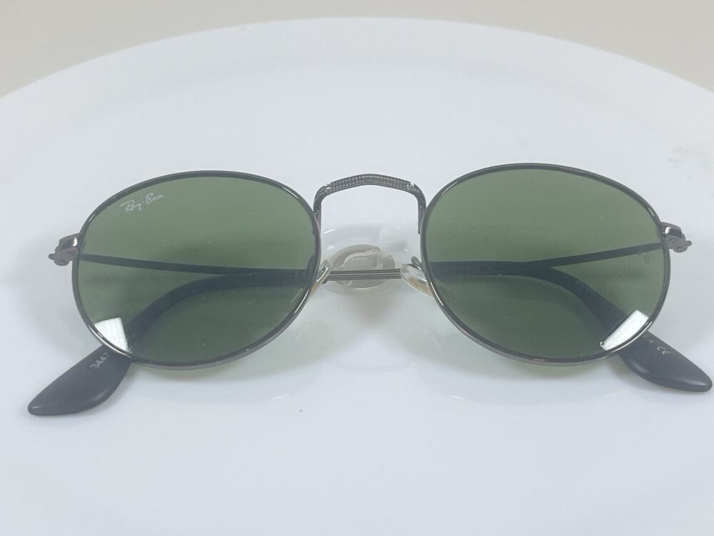 Ray-Ban RB3447 Round Metal Sunglasses Gunmetal Frame Green G-15 Lenses RB 3447